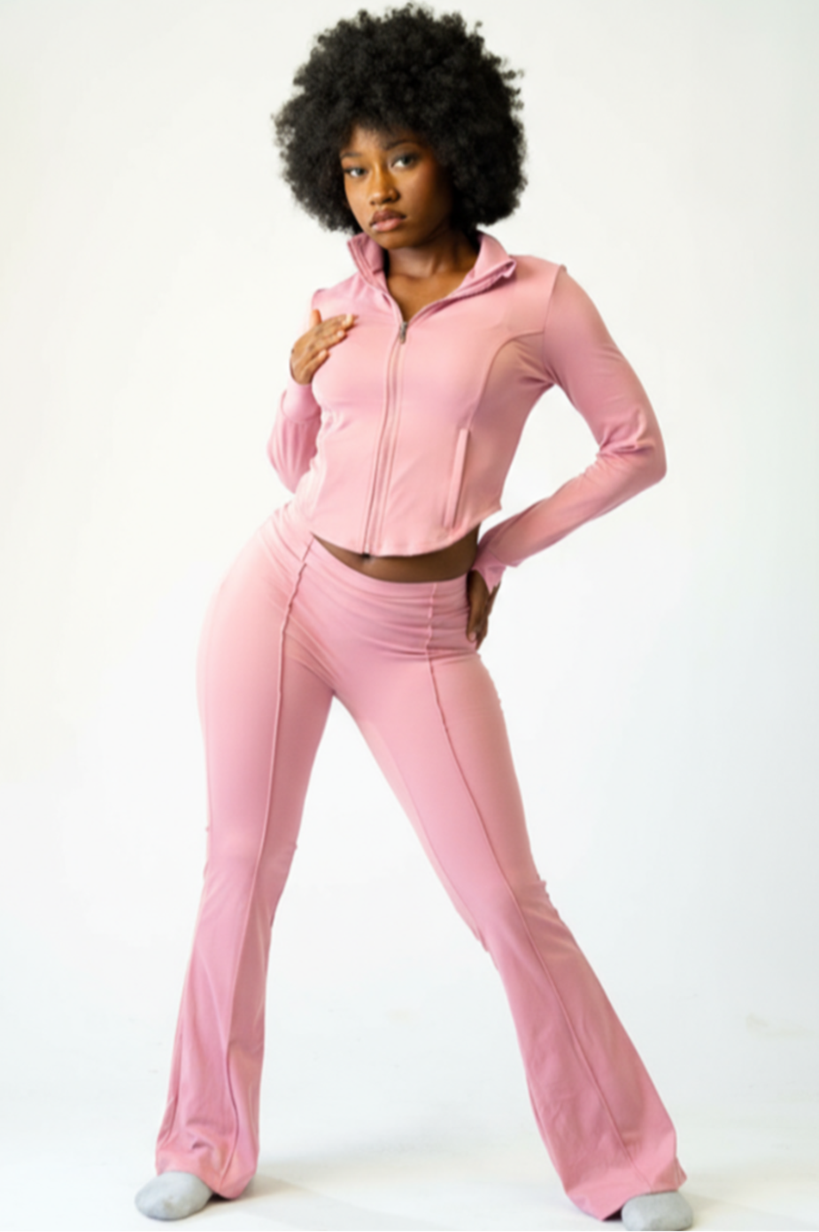 Women's High Neck Flare Leggings Set